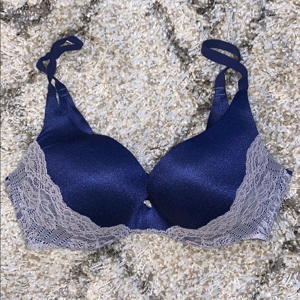 Victorias Secret push up bra navy 34D lace bling